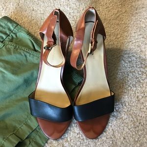 Tommy Hilfiger wedge sandals black brown 8M cute